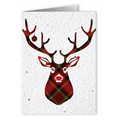 Plantable Seed Paper Holiday Greeting Card - - Plaid Reindeer